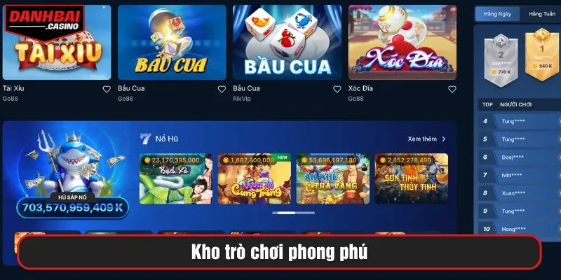 Kho trò chơi phong phú