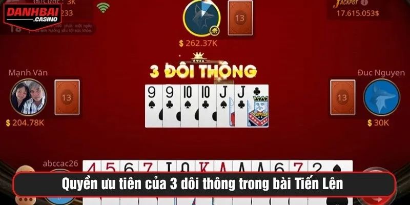 Quyền ưu tiên của 3 đôi thông trong bài Tiến Lên