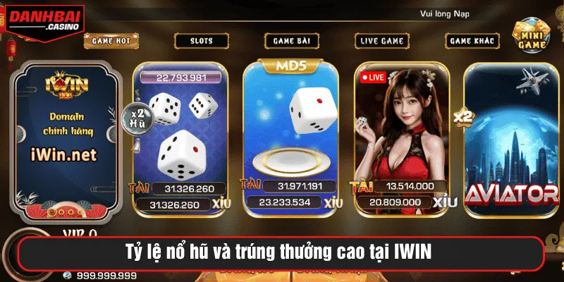 Tỷ lệ nổ hũ và trúng thưởng cao tại IWIN
