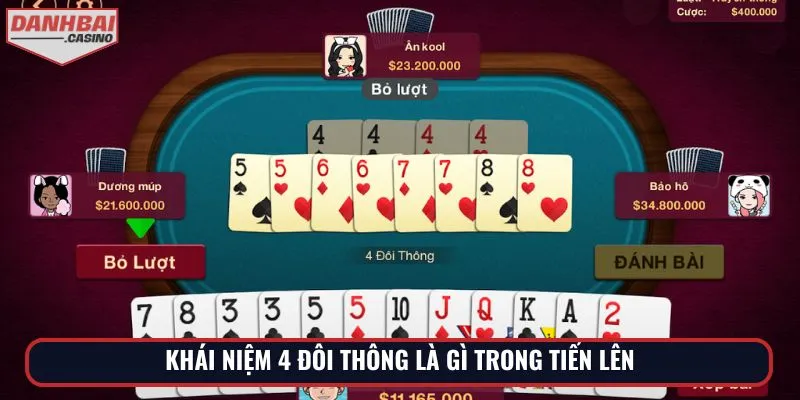 Khái niệm 4 đôi thông là gì trong Tiến Lên