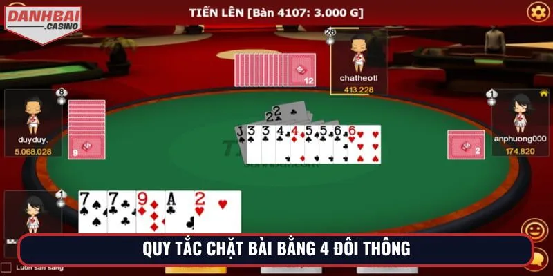 Quy tắc chặt bài bằng 4 đôi thông